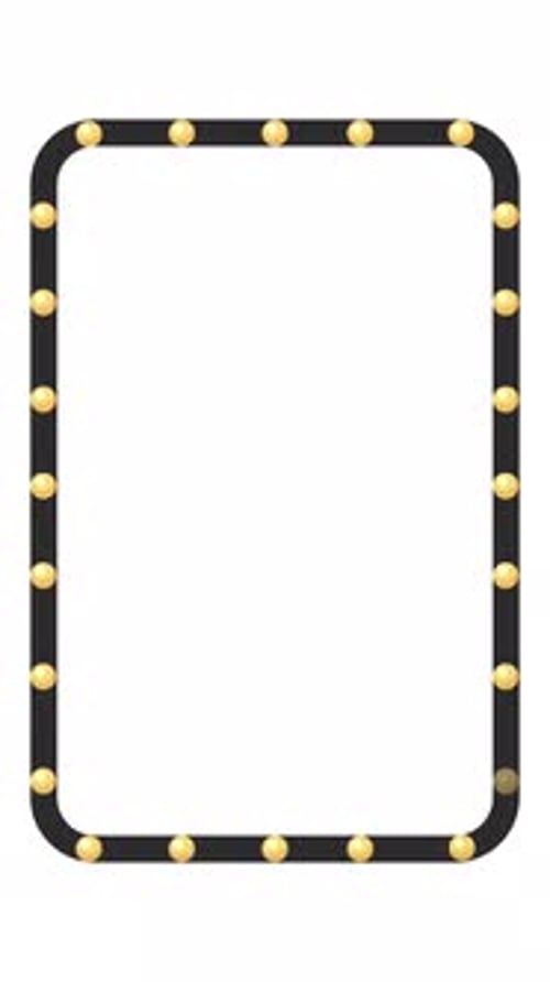 Vertical rectangular frame with glowing bulbs on black border 2D animation