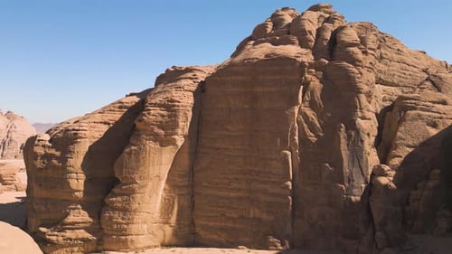 Aerial view of the mountains in Wadi Rum valley in Jordan, Western Asia
