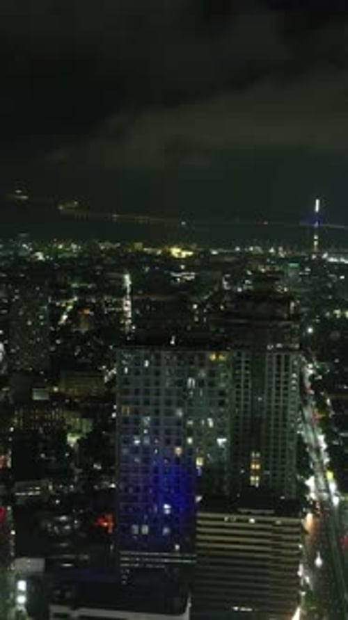 Top Night View in Cebu City and Cordova Bridge Vertical Video