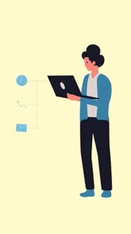 Business Woman Working On Tablet On Vertical