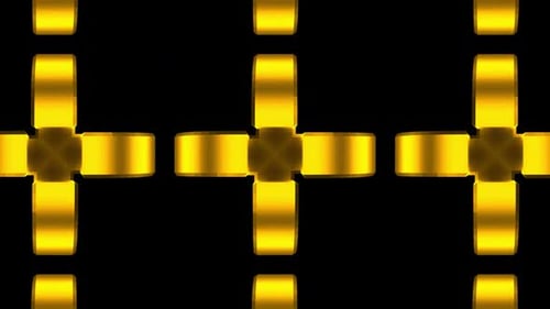 Golden Abstract Geometric 3D Shapes Rotating Seamless Loop
