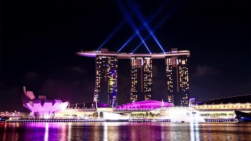Laser Show In Singapore. Time Lapse. High Quality Footage - Original Size 4k (4096x2304).