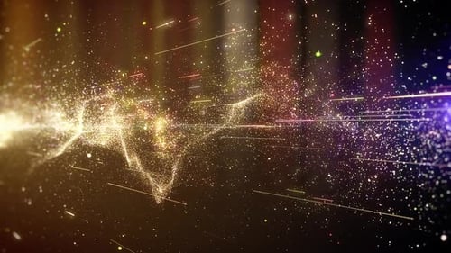 Golden Glittering Particles Flow Background Animation