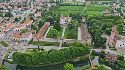 Vue aérienne de Castelo Di Roncade, Italie