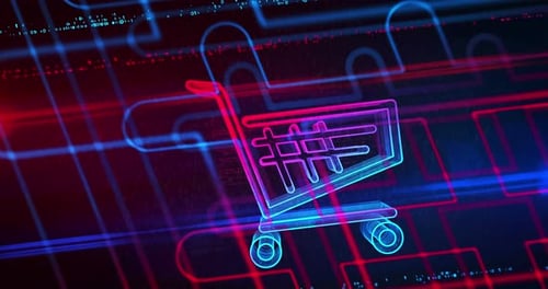 Shopping cart e-commerce business symbol loop seamlees tunnel