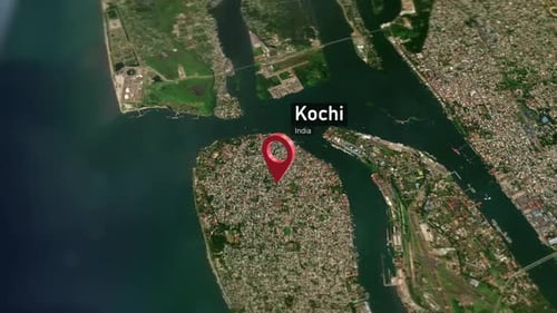 Kochi City Map Zoom (India) from Space to Earth