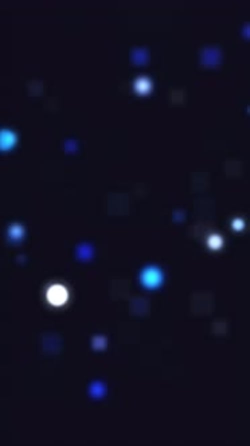 Abstract Blue and White Bokeh Particles Moving Upward Background