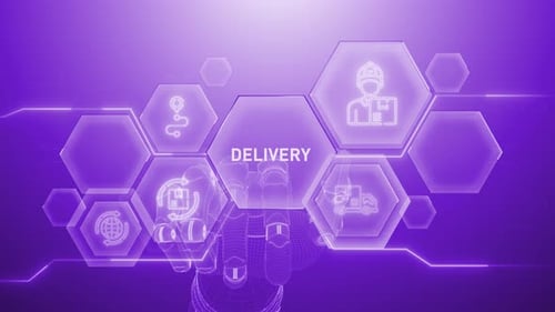 Delivery Hand touching,Digital transformation,Science and artificial intelligence,innovation