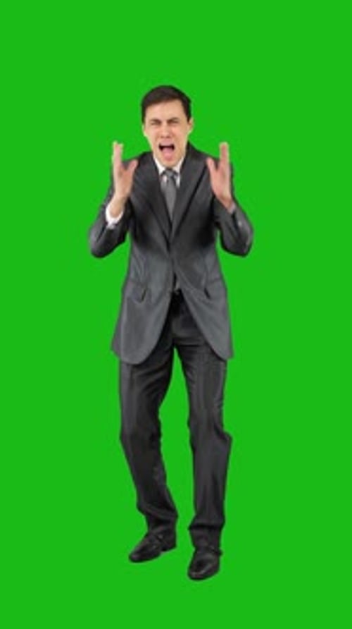 Surprised Man with Opened Mouth Chroma Key