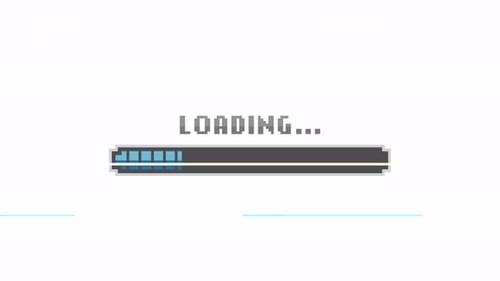 Animated retro loading bar with flicker and glitch distortion,