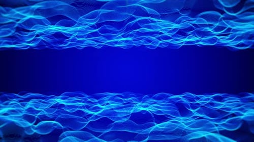 Blue Futuristic Particle Wave Flow Abstract Sci Fi Digital Animation Background Loop