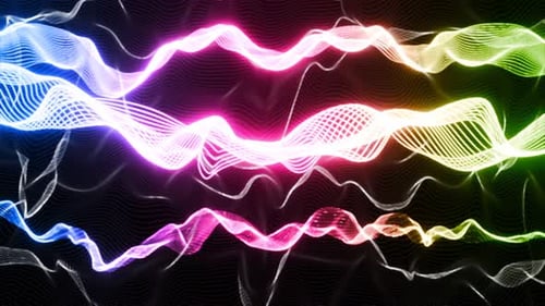 Abstract Neon Waves Glowing Lines Loop Background