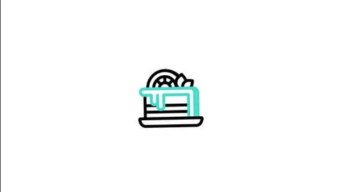 Animated Cake Slice Icon with Flat Design Reveal