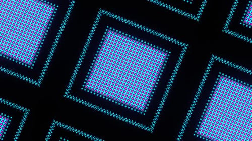 Hintergrund mit abstrakten visuellen Partikeln in Cyan und Rosa Vj Loop In HD