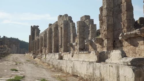 Scenic ruins of the Palace in Perge (Perga), Turkey