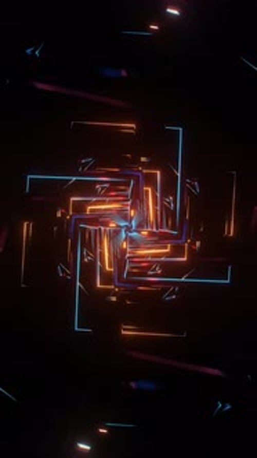 Vídeo vertical de un diseño abstracto de VJ con geometrías de luz pulsante