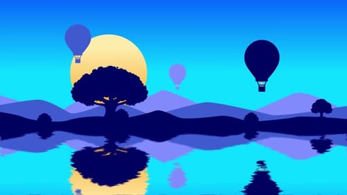 Hot Air Balloons Over Lake At Sunrise – Bright Nature Landscape 4 K