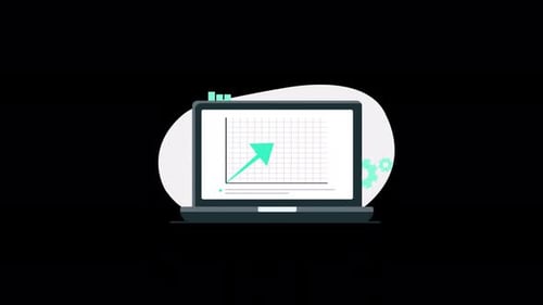 Animated Laptop Displaying Business Growth Line Graph