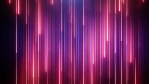 Neon Glowing Vertical Lines Falling Down Background