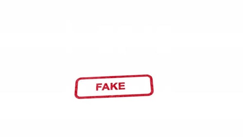 Animated 3D Red Stamp Marks Content as FAKE