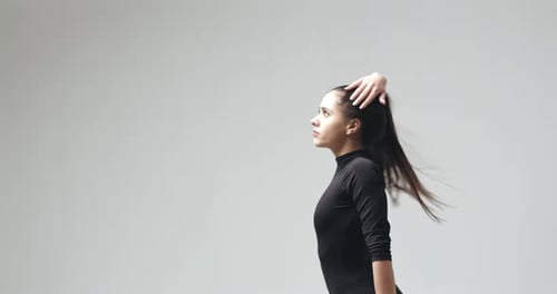 Young Beautiful Dancer Posing in Studio Slow Motion