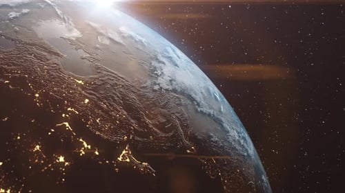 Nightly Earth Planet in Outer Space City Lights and Night Countries From Galaxy Life of People Solar