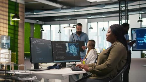 Admin Using AI Neural Networks Tech on Computer to Optimize Performance