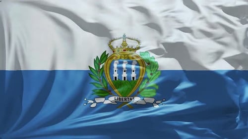 San Marino National Flag Waving Seamless Loop Animation