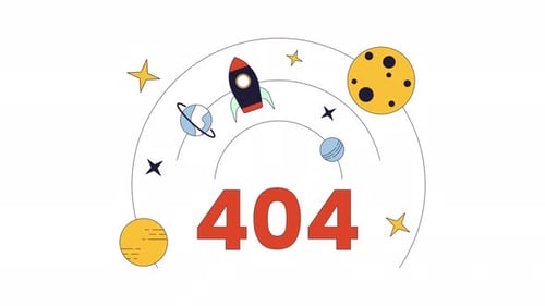 404 Error Page with Space Exploration Flat Design Animation