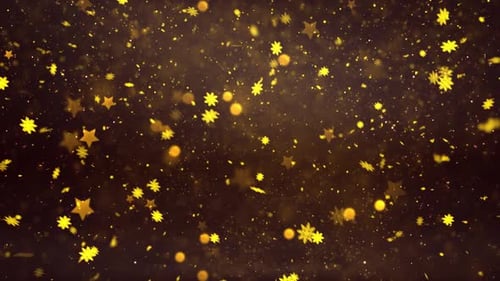 Golden Sparkle Stars and Snowflakes Festive Loop Background