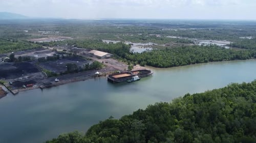 Aerial View of Tropical River and Forest