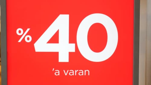 Sale Signs in a Clothing Store