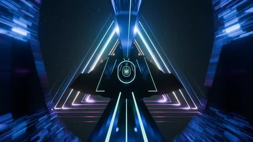 3D Cyberpunk Futuristic City In Neon Lights VJ Loop