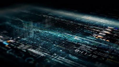 Futuristic Data Matrix Simulation HUD Screen 07