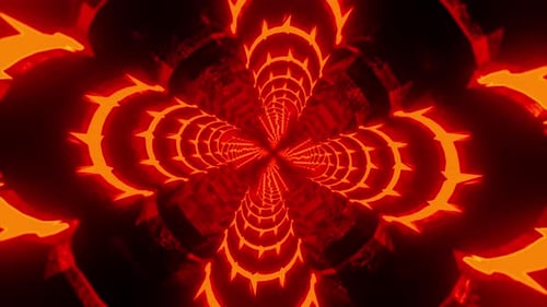 Abstract spinning tunnel with red color. Looped animation