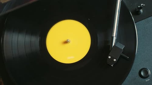 Vinyl Record Spinning on a Turntable