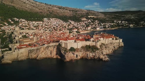 Picturesque Dubrovnik Old St Lawrence Fortress with Historical Town on Cliff