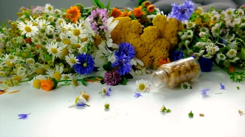 Wildflower Medicine Bottle with Capsules