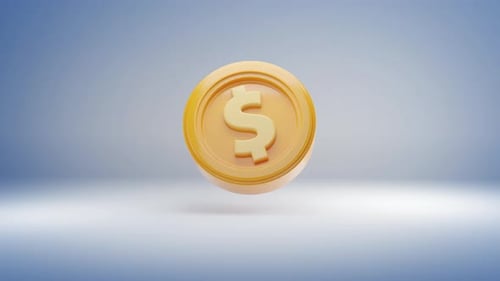 3D Animated Golden Dollar Coin Spinning Icon