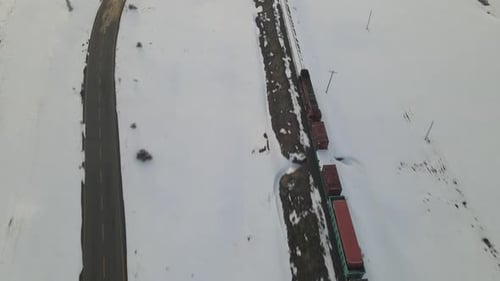 Train Passing On Snow