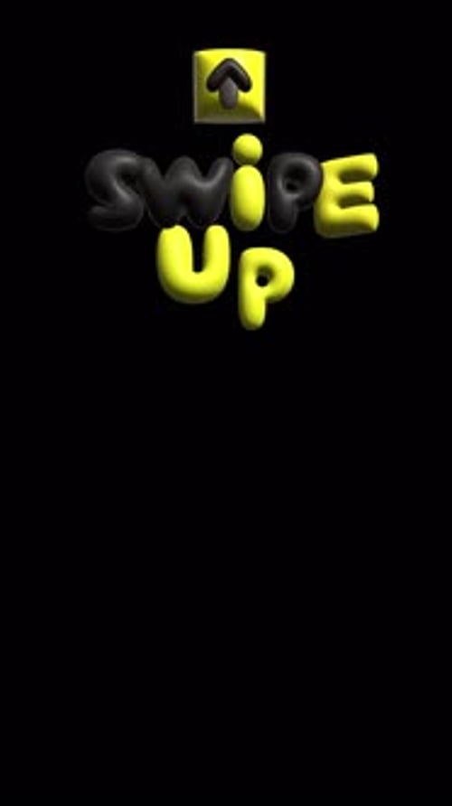 Swipe Up 3d Sign Inflated Text and Arrow Cut Out Isolated with Alpha Channel