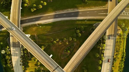 Aerial view of highway intersection, United States.