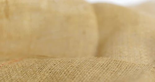 Closeup Shot Of Natural Jute Fibre, Decorative Hessian Burlap Textile For Crafts