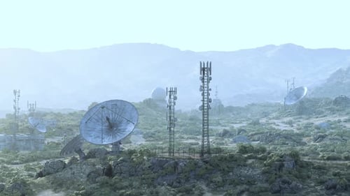 Observatory Surveillance Antennas in a Grassy Field