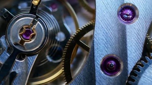 Intricate Watch Gears and Movement in Close Up