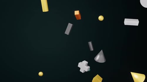 Animation en boucle de formes géométriques 3D abstraites. Fond sombre moderne, design de mouvement fluide