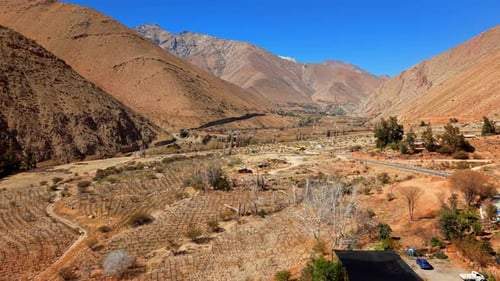 Aerial View of Arid Mountains in Elqui Valley, Chile