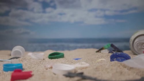 A Beach Filling Up with Trash in Slow Motion