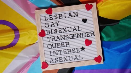 LGBTQ+ Pride Message on Colorful Rainbow Flag