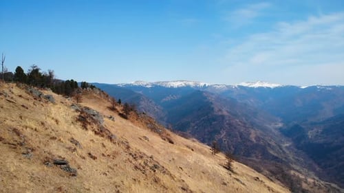 Panoramic View of Mountain Range with Snow Capped Peaks Media